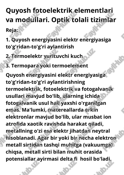quyosh fotoelektrik elementlari va modullari — PDF