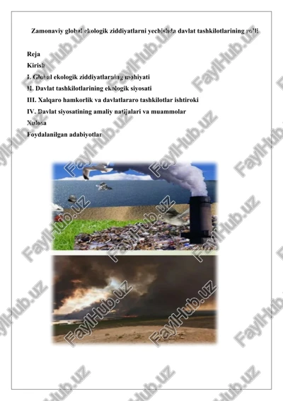 ekologik ziddiyatlarni yechish — DOCX