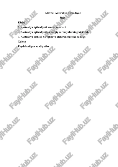 avstraliya iqtisodiyoti — DOCX