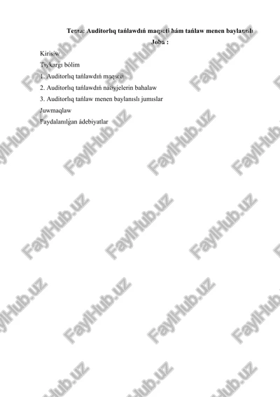 auditorlıq tańlaw — DOCX