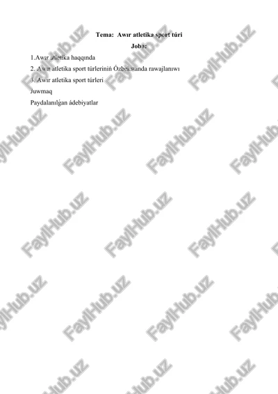 awır atletika sport túri — DOCX