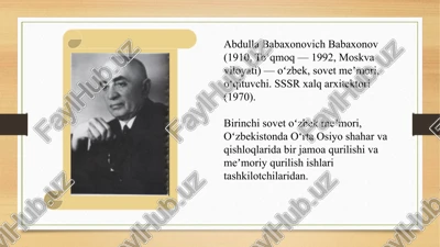 cccrda xizmat ko’rsatgan boboxonov abdulla babaxonovich hayoti va ijodi — PPTX