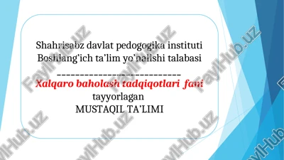 timss tadqiqotlaring tabiiy fanlar baholash qamrov doirasi, mazmun va mohiyati — PPT