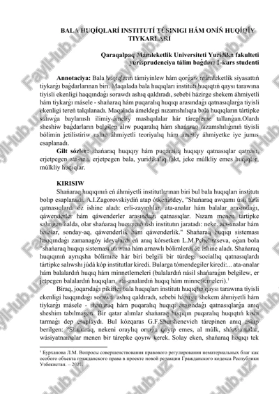 bala huqíqlarí institutí túsiniyi — DOCX