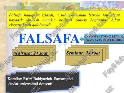falsafa va uning jamiyatdagi roli — PPT