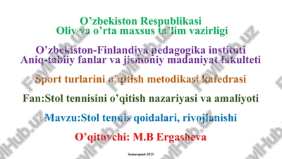 stoltennis qoidalari rivojlanishi — PPTX