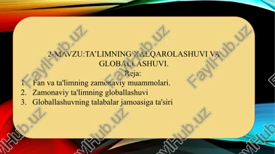 ta’limning xalqarolashuvi va globallashuvi — PPTX