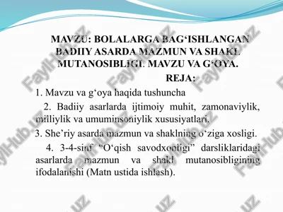 adabiy asarg‘oyasi — PPTX