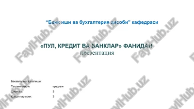 pul aylanmasi va uning tarkibi — PPTX