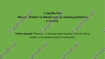 printer va faksnlarni sozlash — PPTX