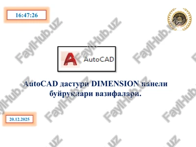 autocad dasturi dimension paneli buyruqlari vazifalari — PPTX
