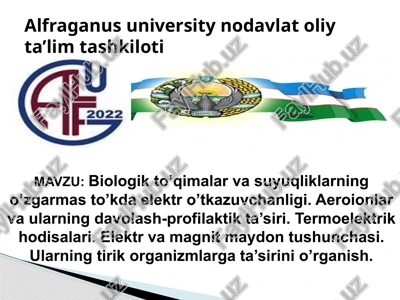 biologik to’qimalar va suyuqliklarning o’zgarmas to’kda elektr o’tkazuvchanligi — PPTX