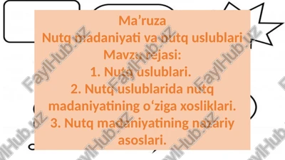 nutq madaniyati va nutq uslublari — PPTX