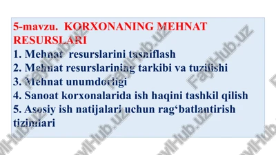 mehnatresurslarinitasniflash — PPTX