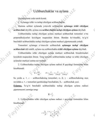 uchburchaklar va aylana — DOC