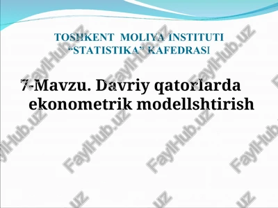 davriy qatorlarda ekonometrik modellshtirish — PPT