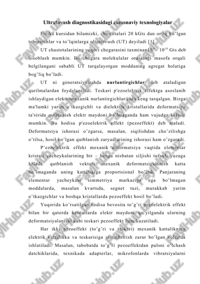 ultratovush diagnostikasidagi zamonaviy texnologiyalar — DOCX