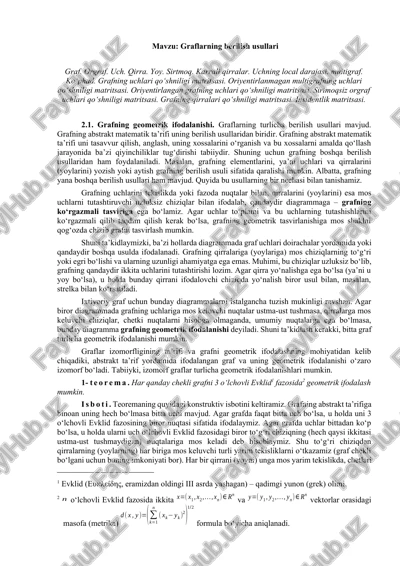 graflarning berilish usullari — DOCX