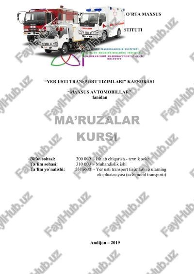 maxsus avtomobillar — DOC