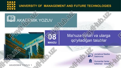 ma'ruzaturlarivaulargaqo'yiladigantalablar — PPTX