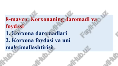 korxonadaromadlari — PPTX