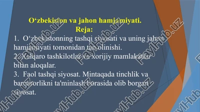 o‘zbekistonning xalqaro munosabatlari — PPTX
