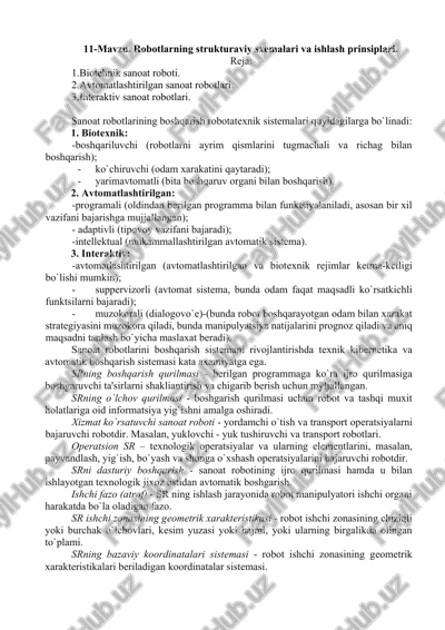 sanoat robotlarining boshqarish mexanizmlari — DOCX