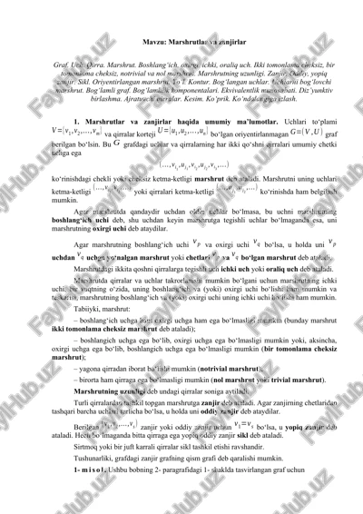 marshrutlar va zanjirlar — DOCX