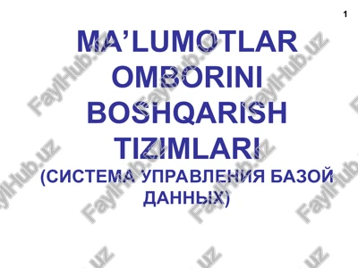 ma’lumotlar omborini boshqarish tizimlari — PPT