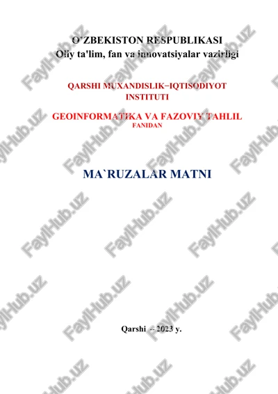 geoinformatika va fazoviy tahlil — DOC