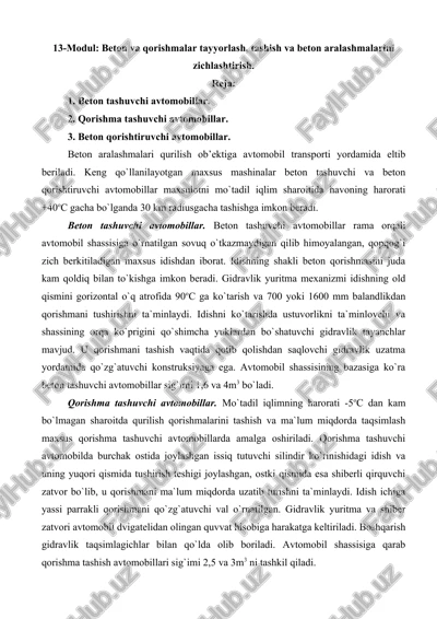 beton va qorishmalar tayyorlash, tashish va beton aralashmalarini zichlashtirish — DOC