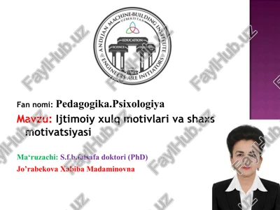 ijtimoiy xulq motivlari va shaxs motivatsiyasi — PPT