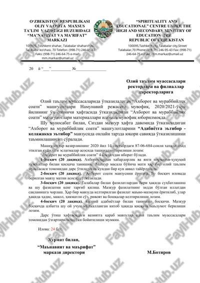 axborot va murabbiylik soati — DOCX