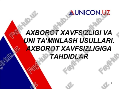 axborot xavfsizligi va uni ta’minlash usullari — PPT