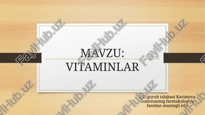 vitaminlar — PPTX