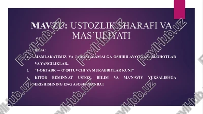 ustozlik sharafi va mas’uliyati — PPTX
