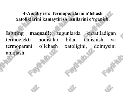termoparalarni o'lchash xatoliklarini kamaytirish usullari — PPTX