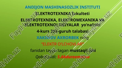elektr o’lchovlar — PPTX