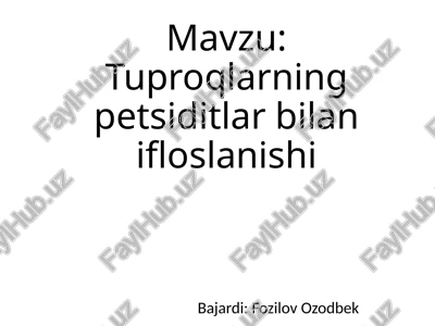 tuproqlarning petsiditlar bilan ifloslanishi — PPTX