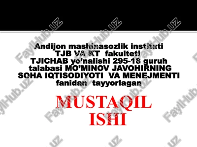 mo’minov javohirning soha iqtisodiyoti va menejmenti — PPTX