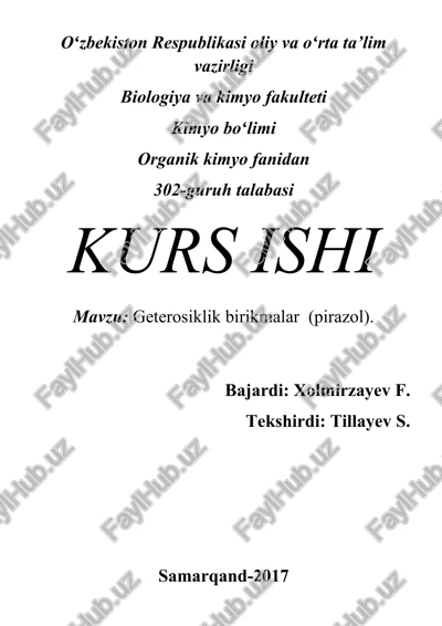 geterosiklik birikmalar (pirazol). — DOCX
