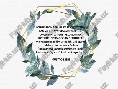 bolalarlarni sahnalashtirish va jodiy faoliyatga o’rgatish — PPTX