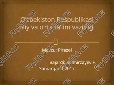 geterosiklik birikmalar (pirazol). — PPTX