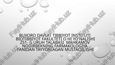 narkotik va nonarkotik analgetiklar — PPTX