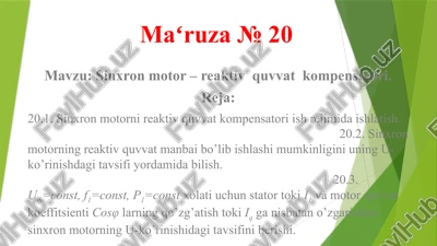 sinxronmotor –reaktivquvvatkompensatori — PPTX