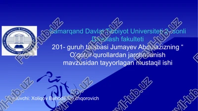 o'qotor qurollardan jarohatlanish mavzusi — PPTX