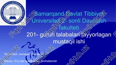 o’q otar qurollardan jarohatlanish — PPTX