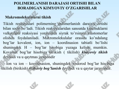 polimerlarning kauchuklanishi — PPT