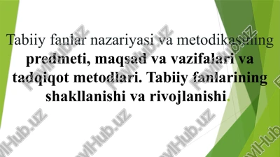 tabiiy fanlar nazariyasining metodikasi — PPTX