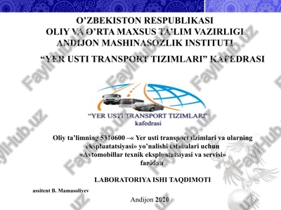 dvigatelning o`t oldirish tizimiga xizmat ko`rsatish ishlari texnologiyasi — PPTX